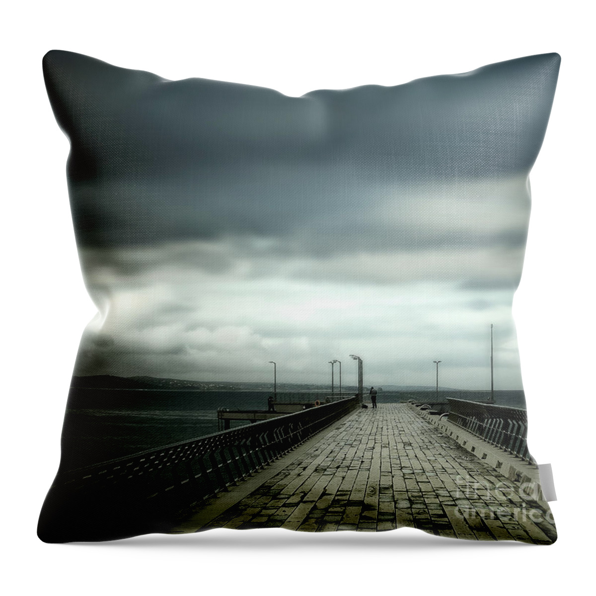 Pier Throw Pillow featuring the photograph On the Pier by Perry Webster