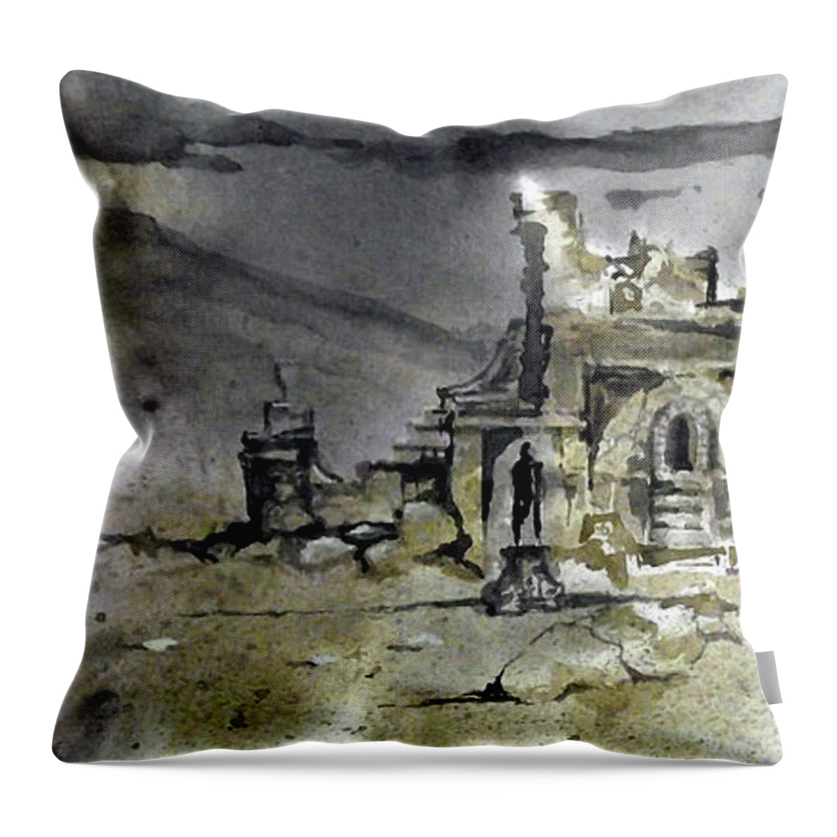  Throw Pillow featuring the painting On the Road II by Douglas Teller
