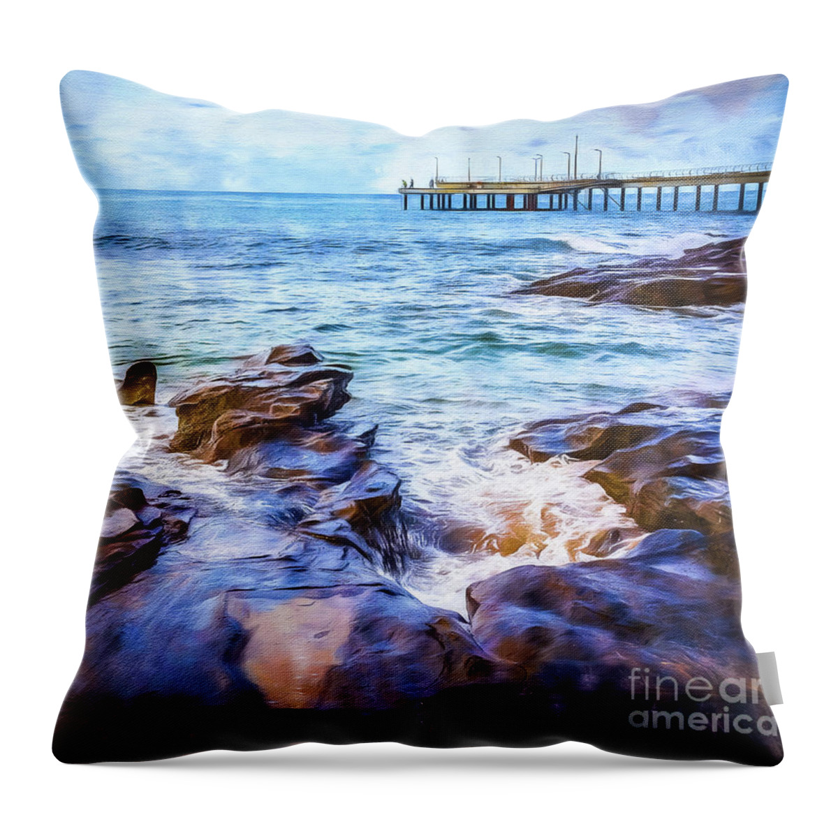 Rocks Throw Pillow featuring the photograph On the Rocks by Perry Webster