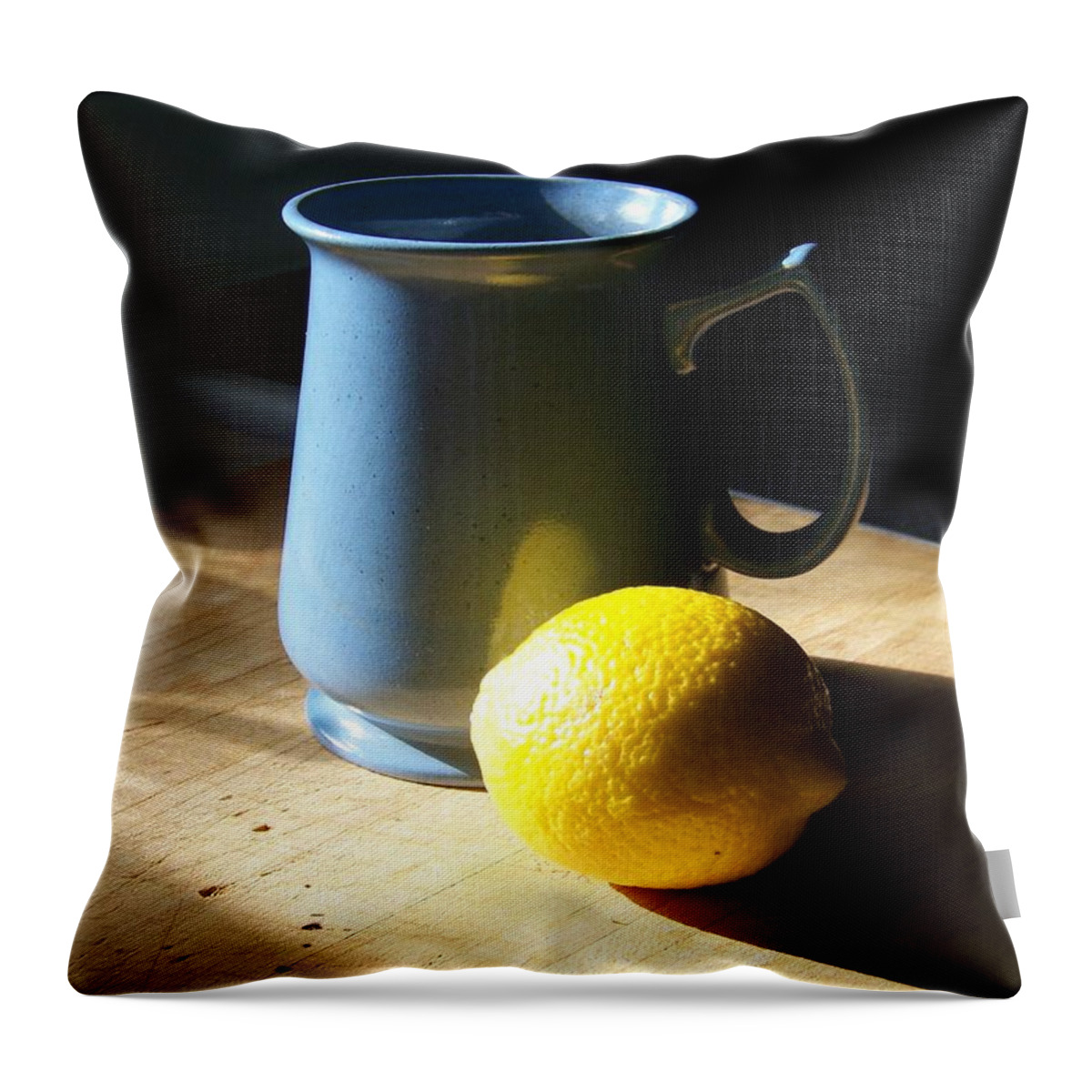 Blue Throw Pillow featuring the photograph On The Table 3 - Photograph by Jackie Mueller-Jones