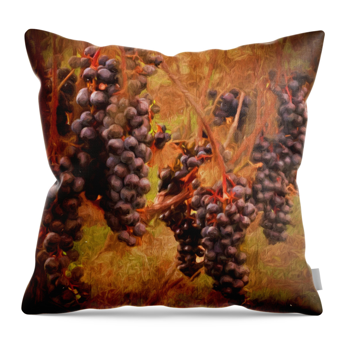 Grapes Throw Pillow featuring the photograph On the Vine by Susan Rissi Tregoning