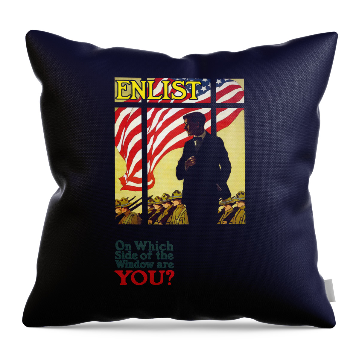 Ww1 Propaganda Throw Pillow featuring the painting On Which Side Of The Window Are You by War Is Hell Store