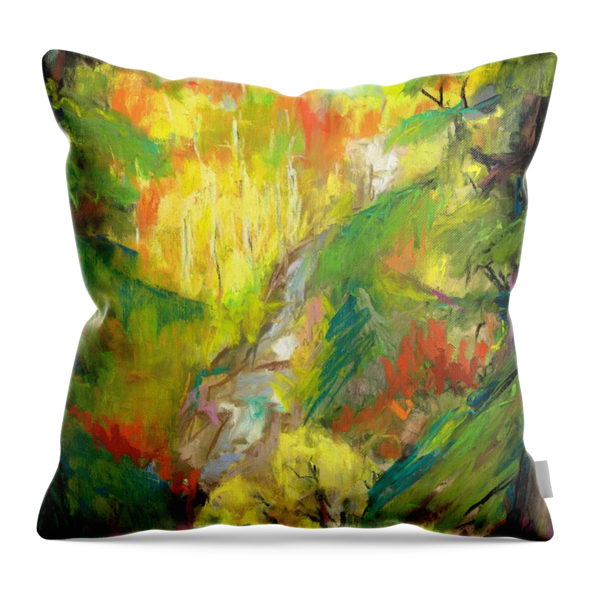 Aspens Throw Pillow featuring the painting Once a Waterfalls by Frances Marino