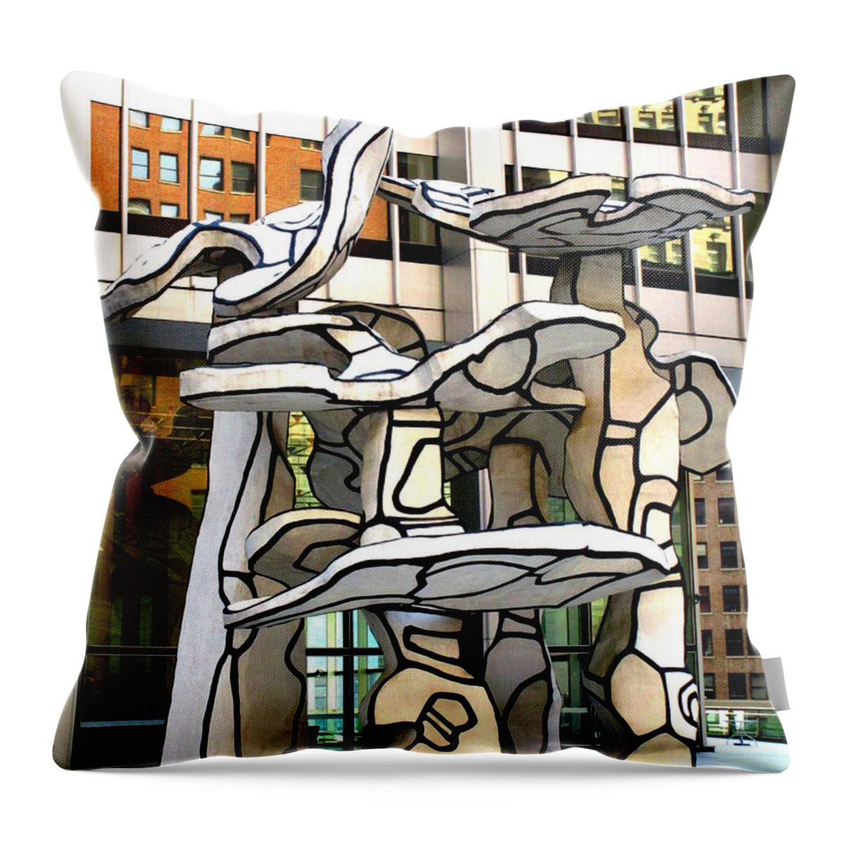 New York Throw Pillow featuring the photograph One Chase Manhattan Plaza 1 by Randall Weidner