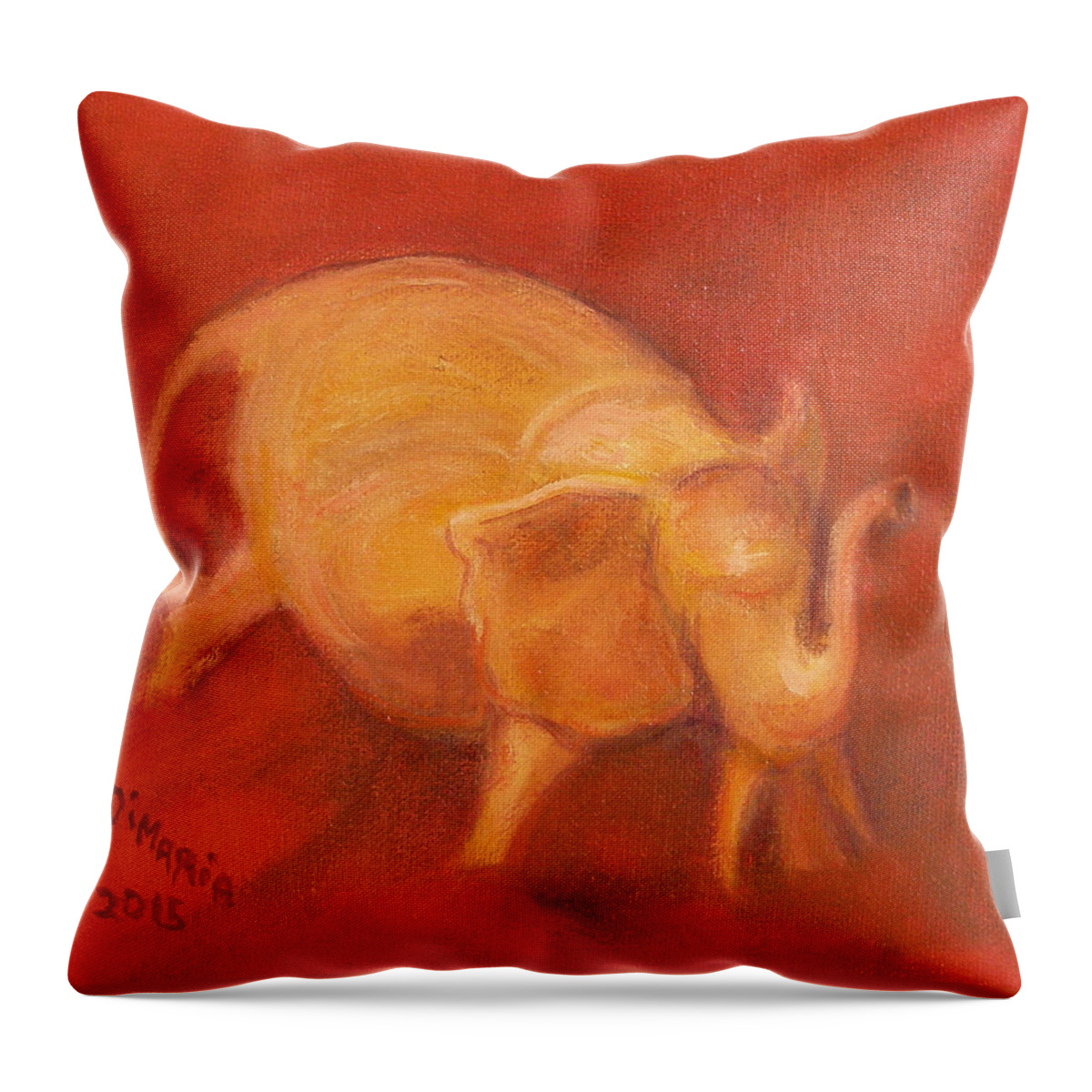 Realism Throw Pillow featuring the painting One Elephant by Donelli DiMaria