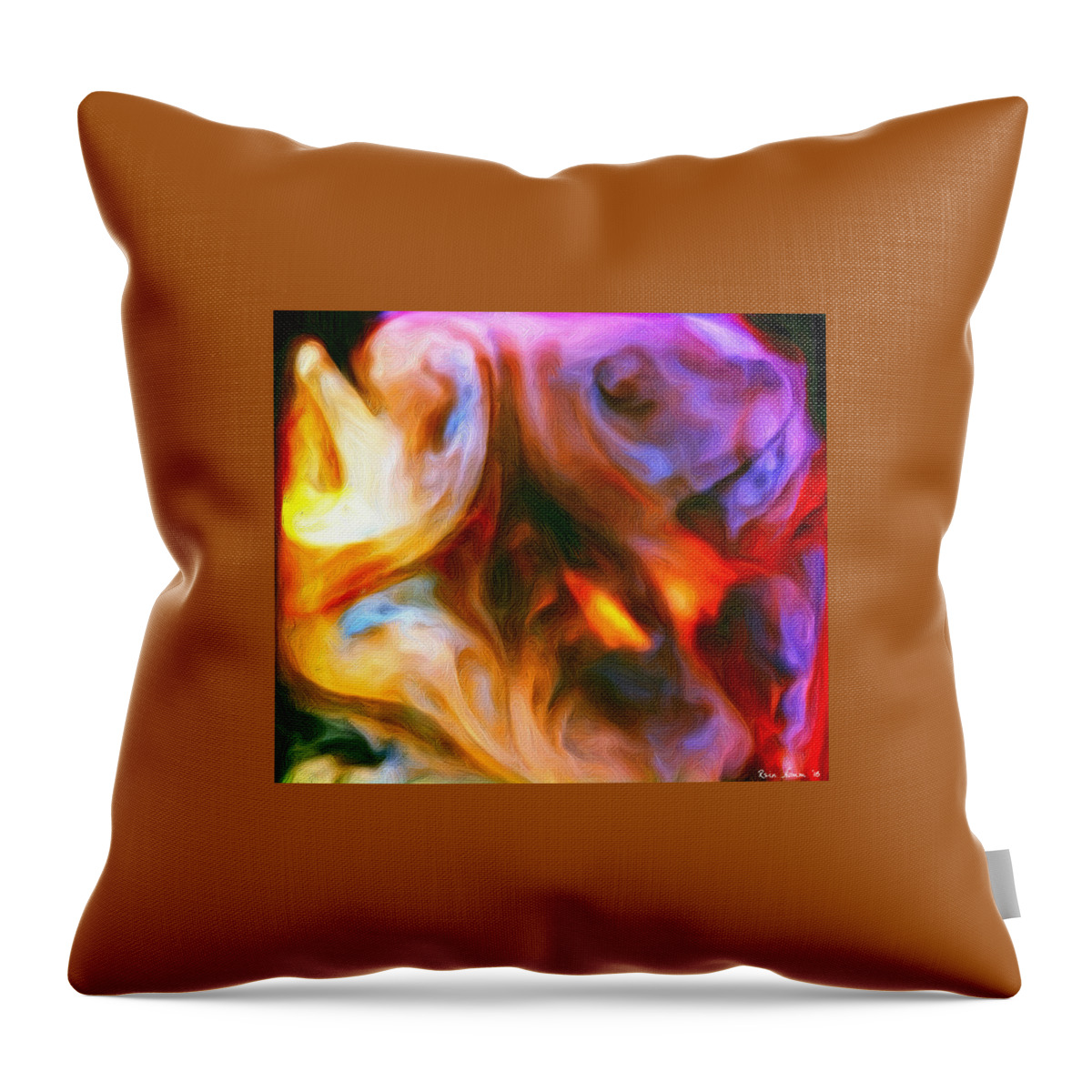  Throw Pillow featuring the mixed media One-eyed Abstract by Rein Nomm