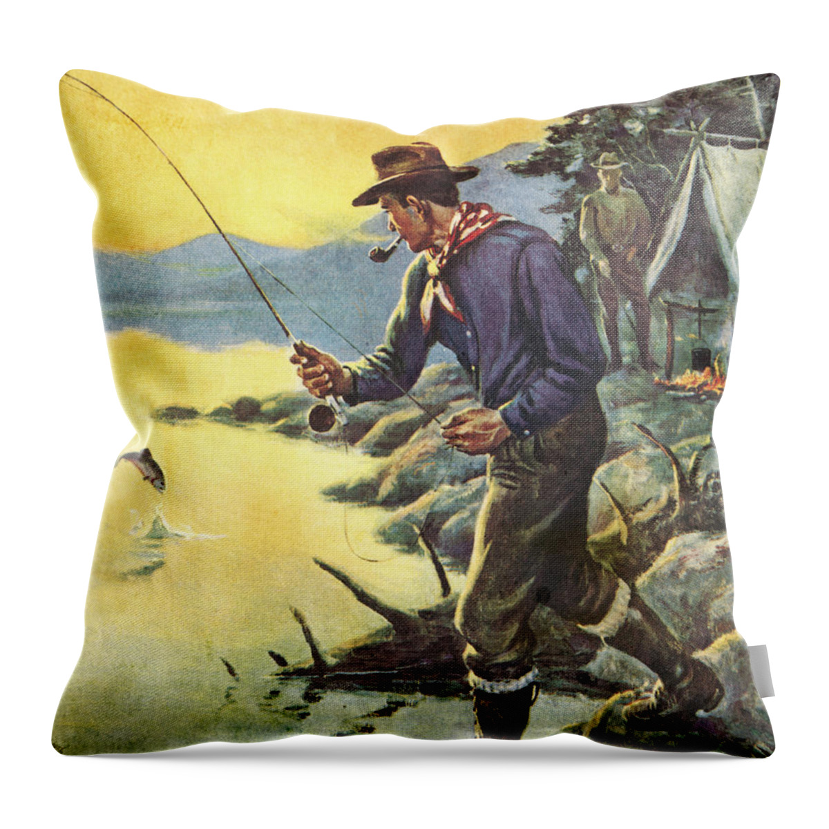 Frank Stick Throw Pillow featuring the painting One for Breakfast by JQ Licensing