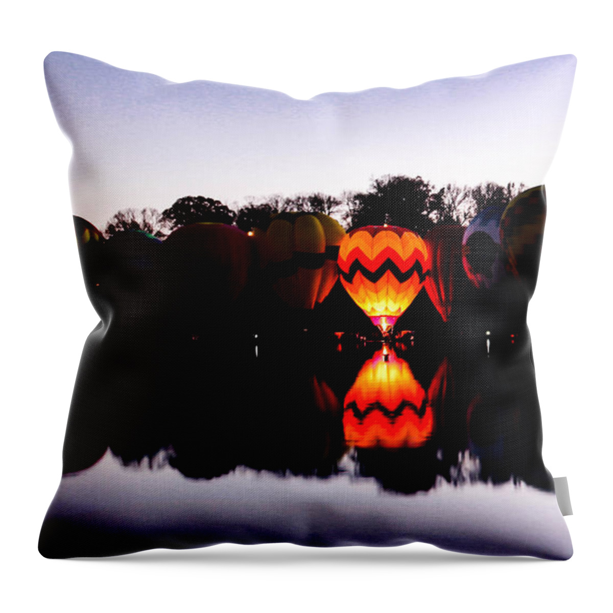 Hot Air Balloons Throw Pillow featuring the photograph One is the Lonliest by Cathy Donohoue