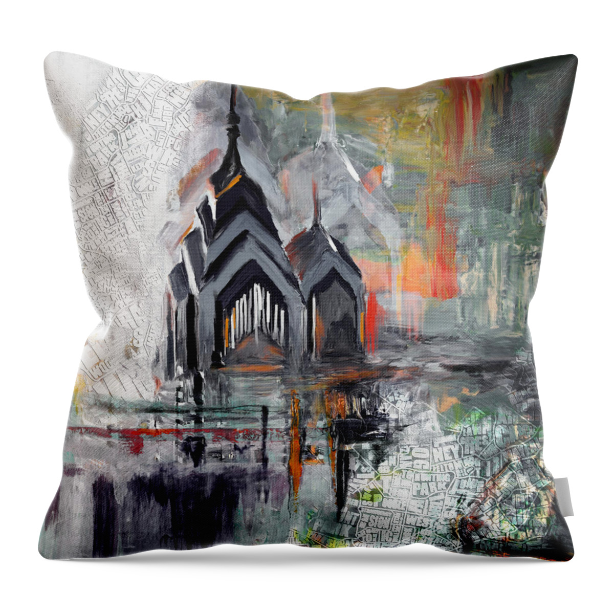 One Liberty Place And Two Liberty Place Throw Pillow featuring the painting One Liberty Place and Two Liberty Place 229 3 by Mawra Tahreem