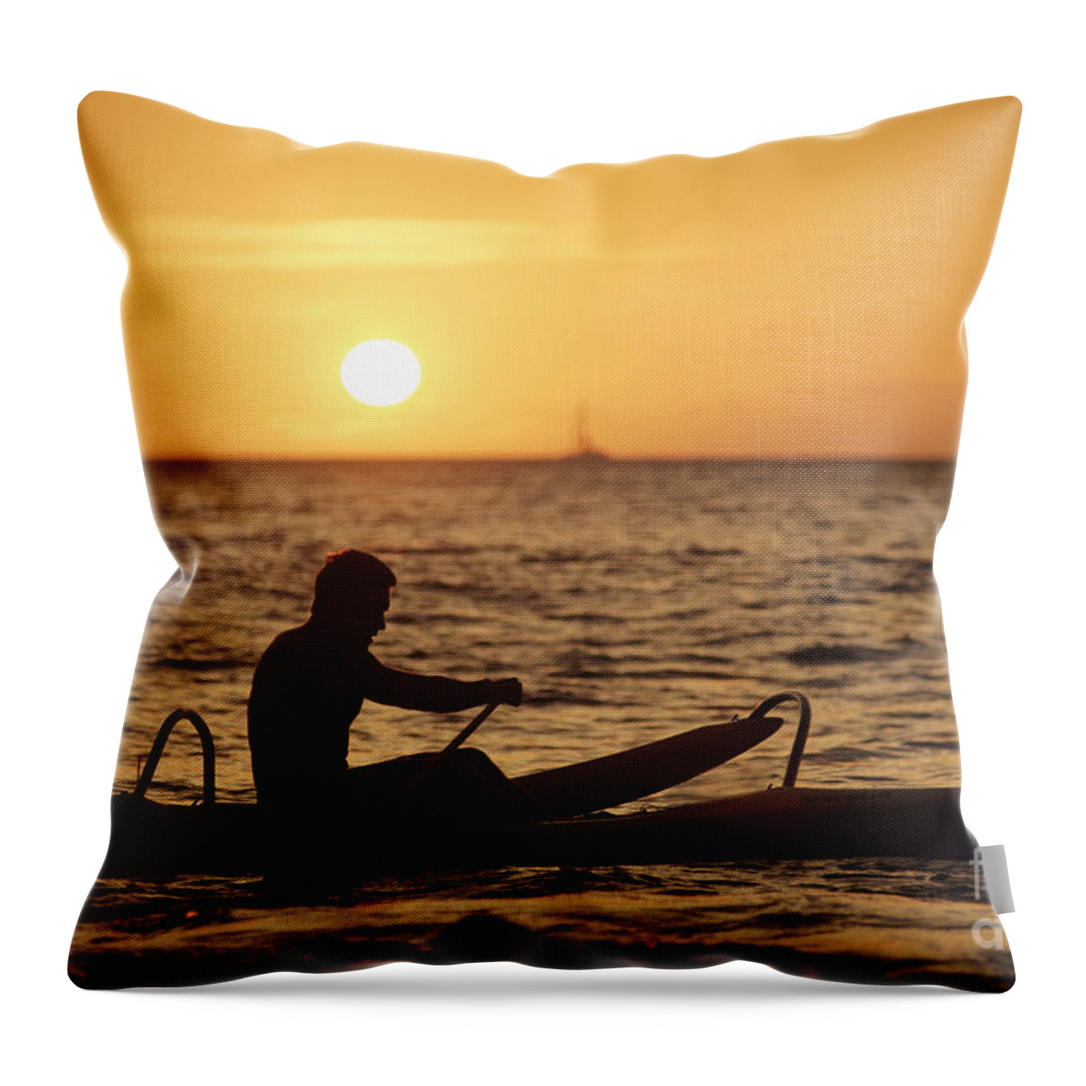 Afternoon Throw Pillow featuring the photograph One Man Canoe by Sri Maiava Rusden - Printscapes