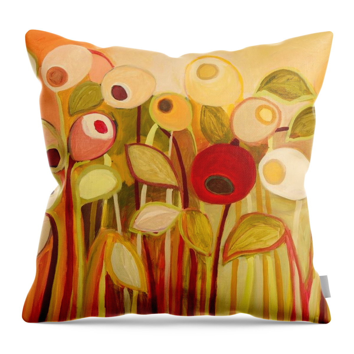 Floral Throw Pillow featuring the painting One Red Posie by Jennifer Lommers