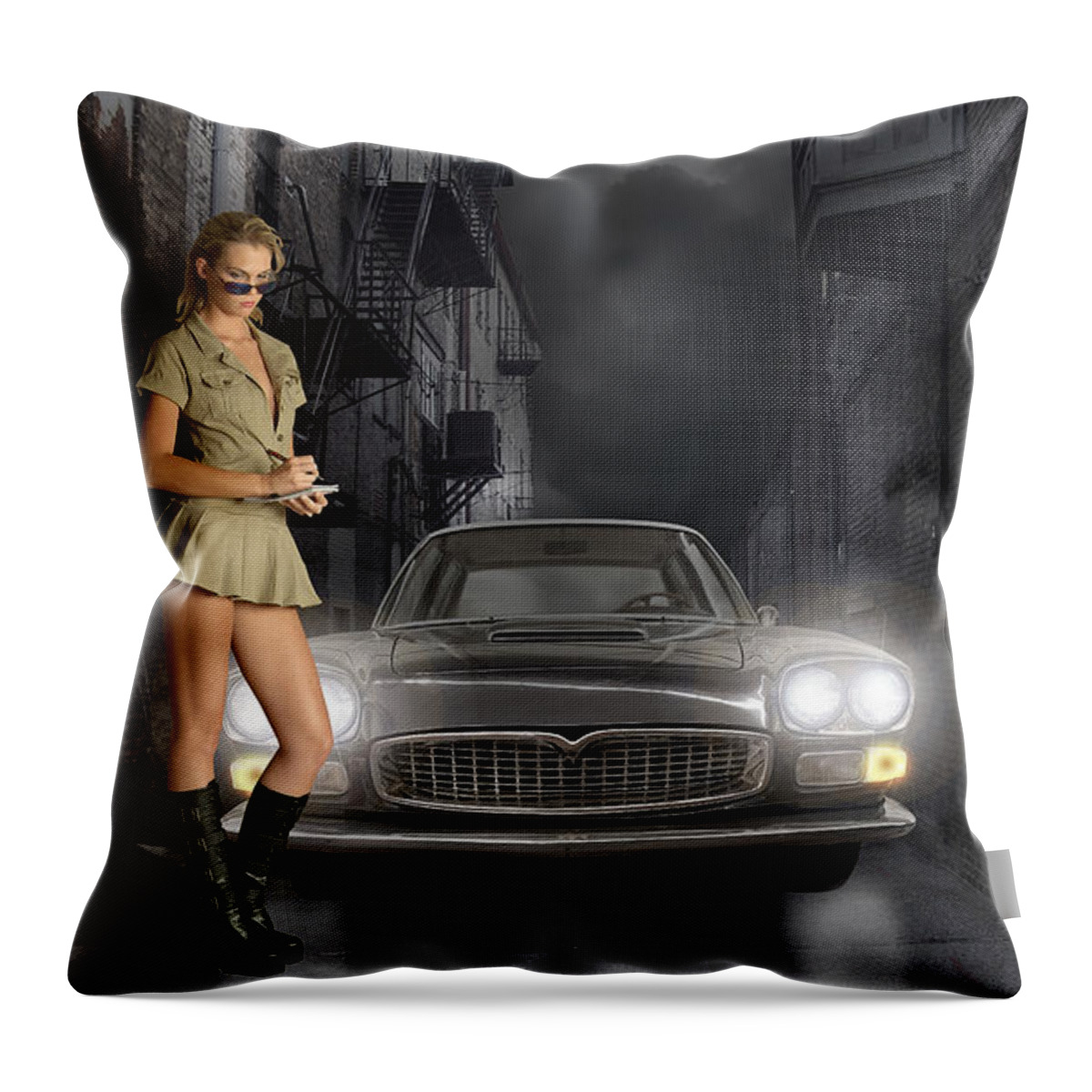 Police Throw Pillow featuring the mixed media One Way Ticket by Marvin Blaine