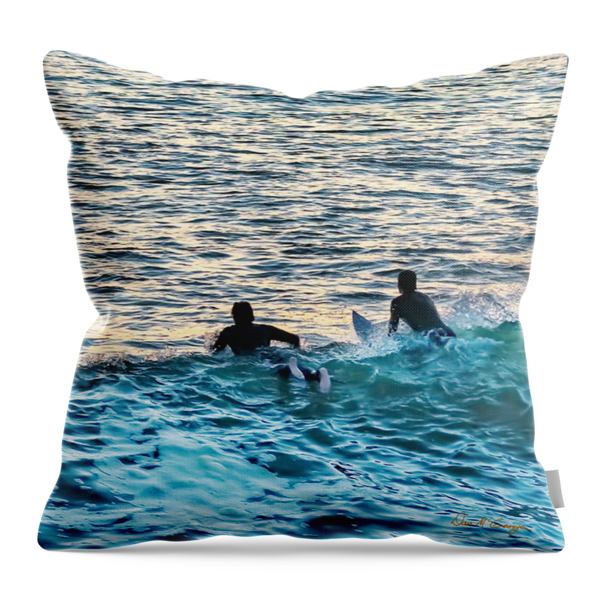 Surfing Throw Pillow featuring the photograph One with the Sun by Dan McGeorge