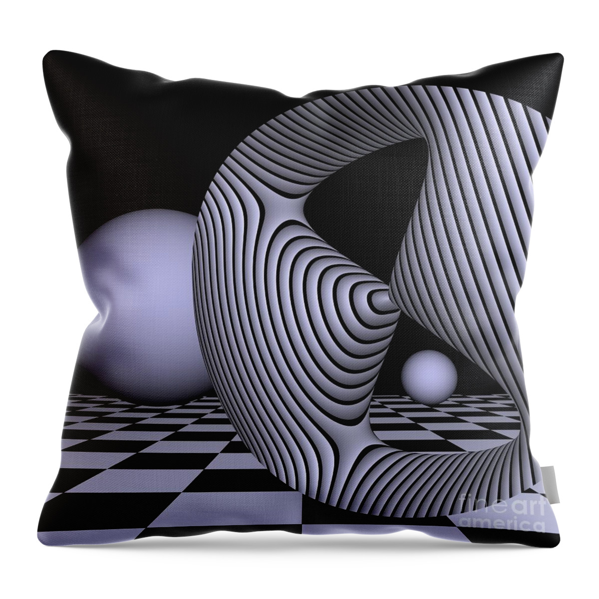 3d Throw Pillow featuring the digital art OpArt Devil's Curve by Issa Bild