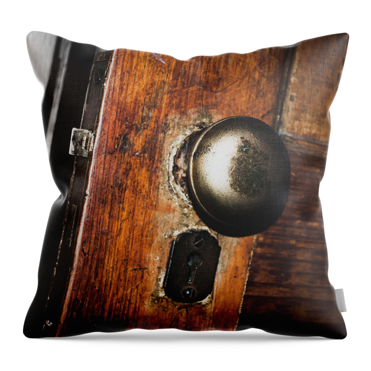 Door Throw Pillow featuring the photograph Open to the past by Troy Stapek