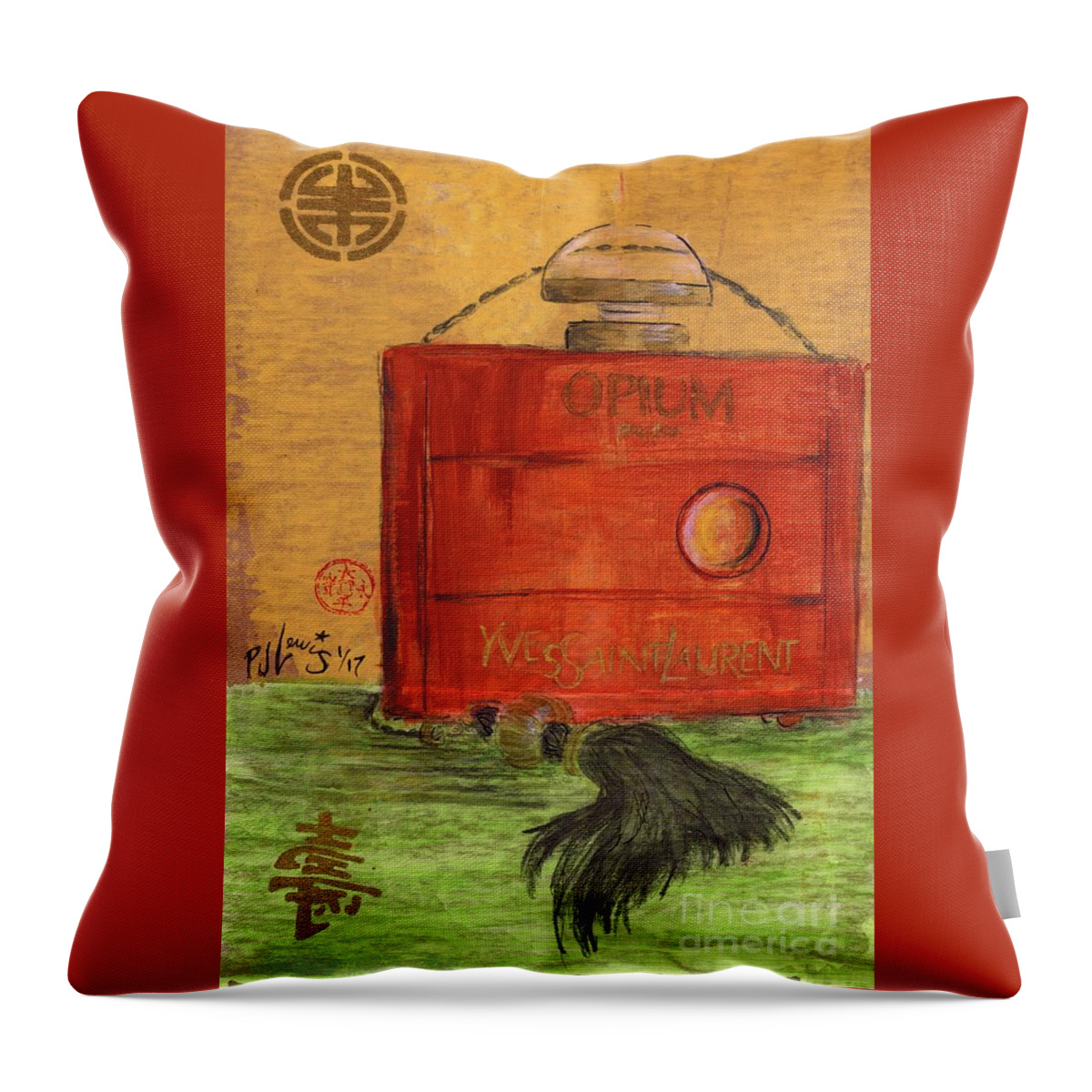 Opium Throw Pillow featuring the painting Opium by PJ Lewis