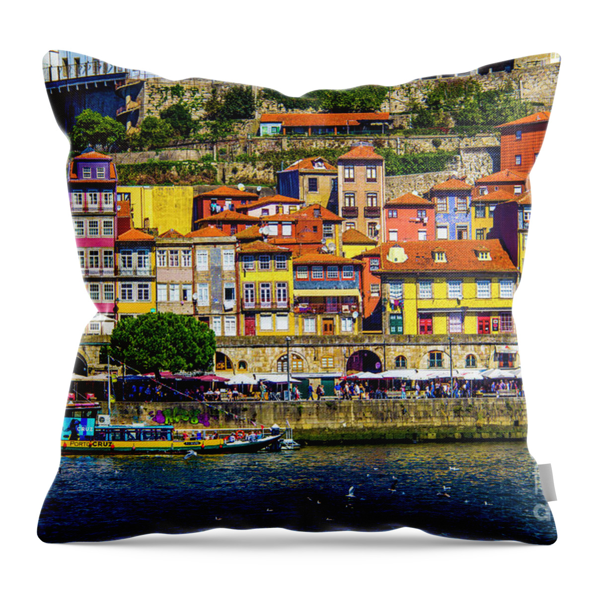 Porto Throw Pillow featuring the photograph Oporto By The River by Roberta Bragan