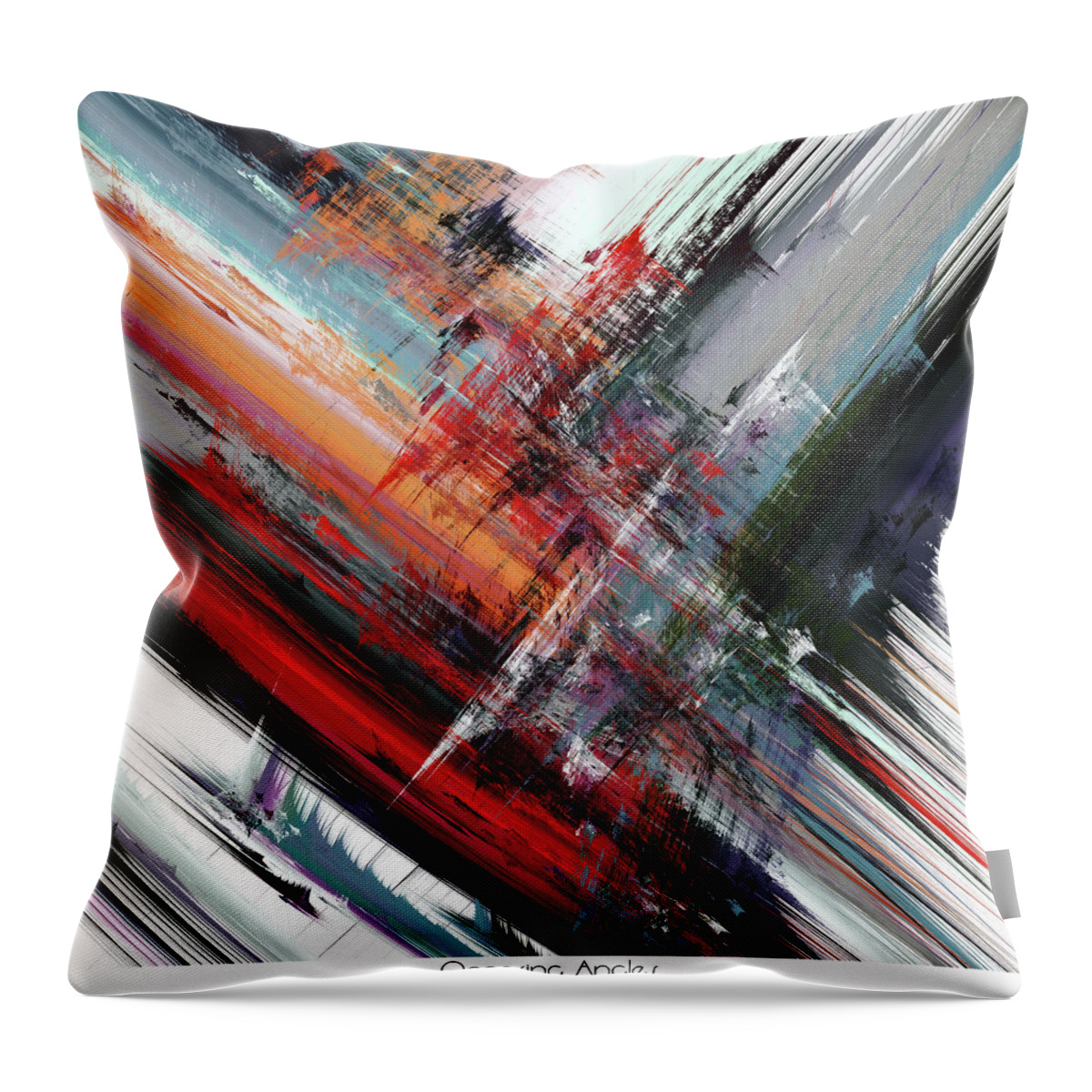 Abstract Throw Pillow featuring the digital art Opposing Angles 2 by Hal Tenny