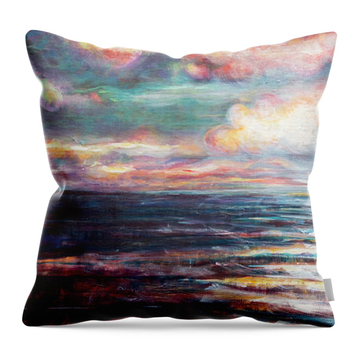 Beach Throw Pillow featuring the painting Orange Beach Twilight by Francelle Theriot