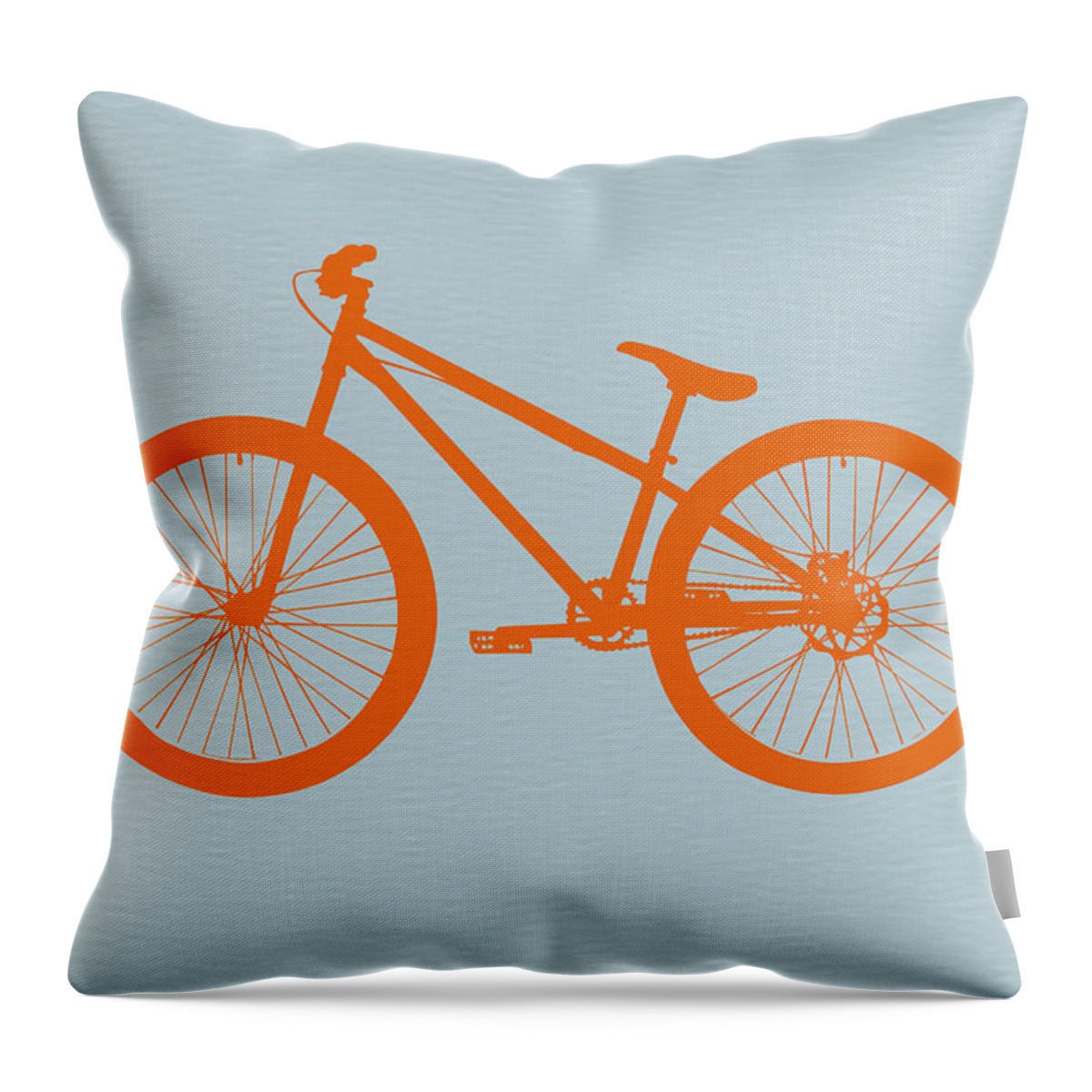 Bicycle Throw Pillow featuring the digital art Orange Bicycle by Naxart Studio