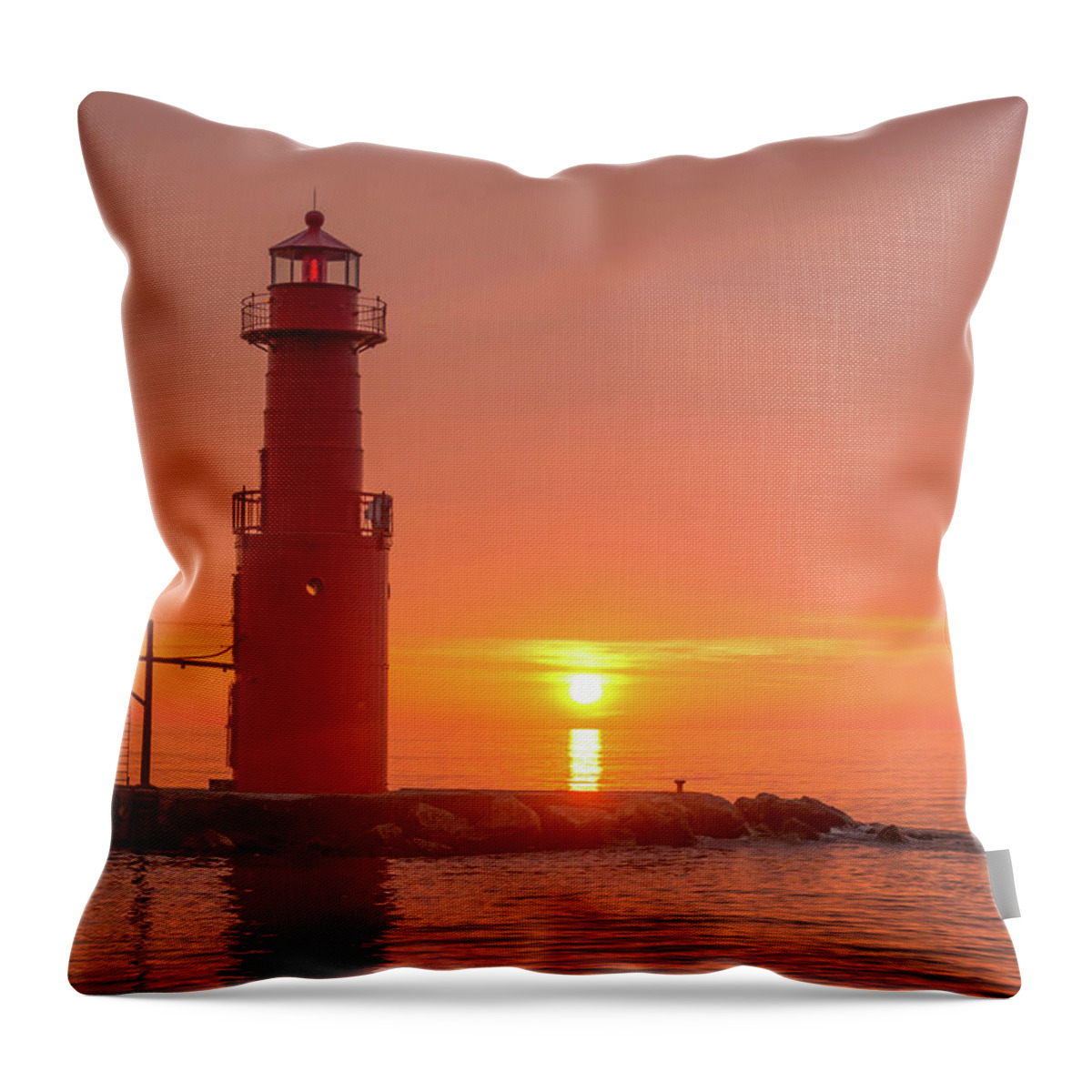 Lighthouse Throw Pillow featuring the photograph Orange Crush by Patti Raine