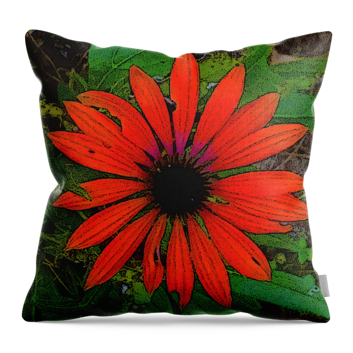Flower Throw Pillow featuring the digital art Orange Daisy by Rod Whyte