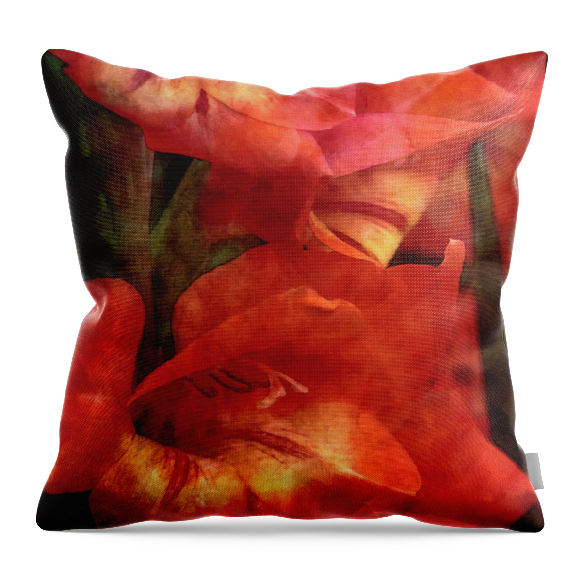 Impressionist Throw Pillow featuring the photograph Orange Gladiolus 4252 IDP_2 by Steven Ward