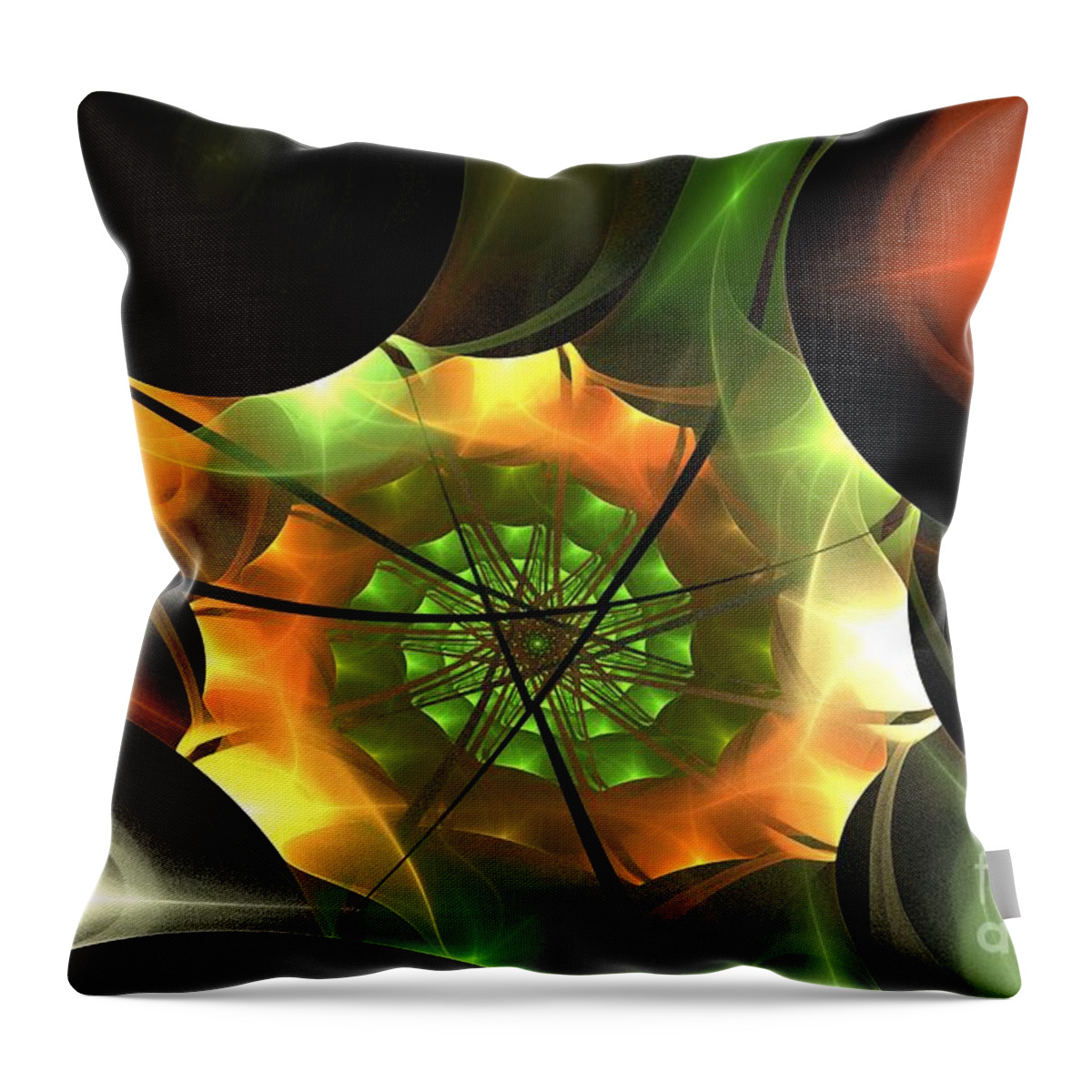 Apophysis Throw Pillow featuring the digital art Orange Gold Layer Spiral by Kim Sy Ok