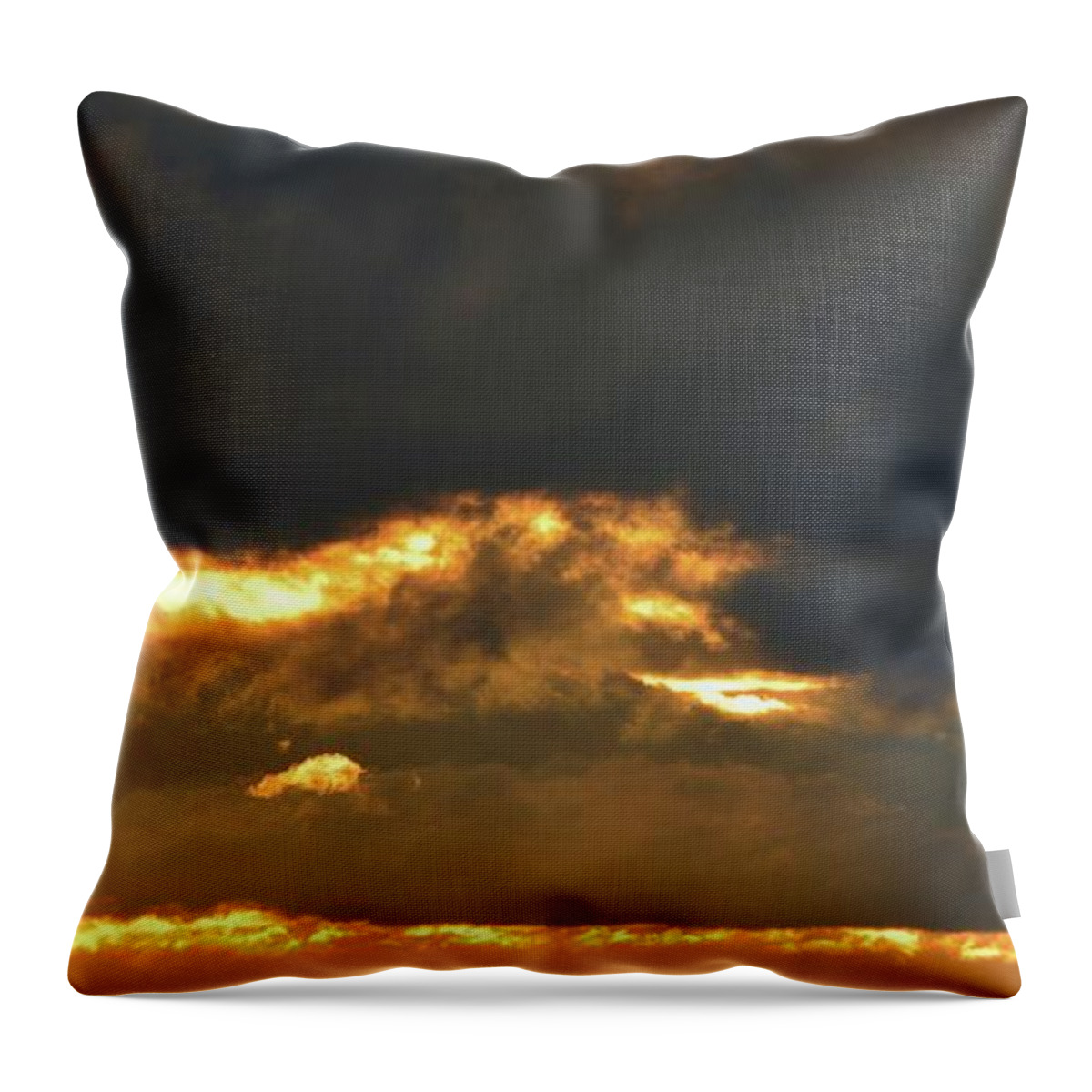 Abstract Throw Pillow featuring the digital art Orange Light In The Clouds by Lyle Crump