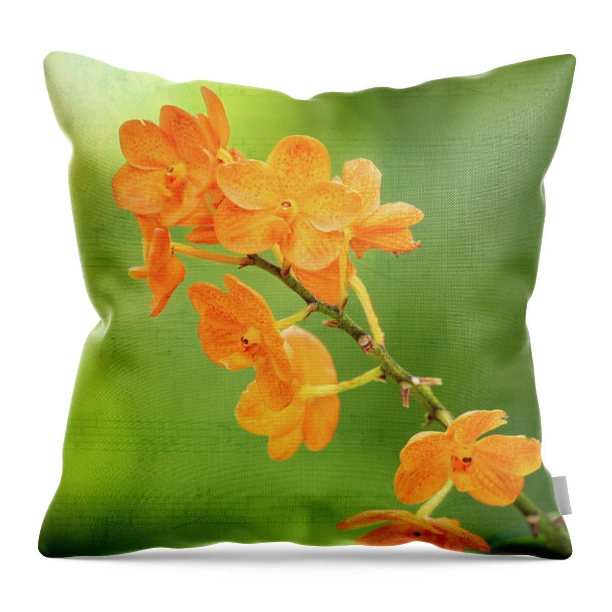 Flower Throw Pillow featuring the photograph Orange Orchid Melody by Sabrina L Ryan