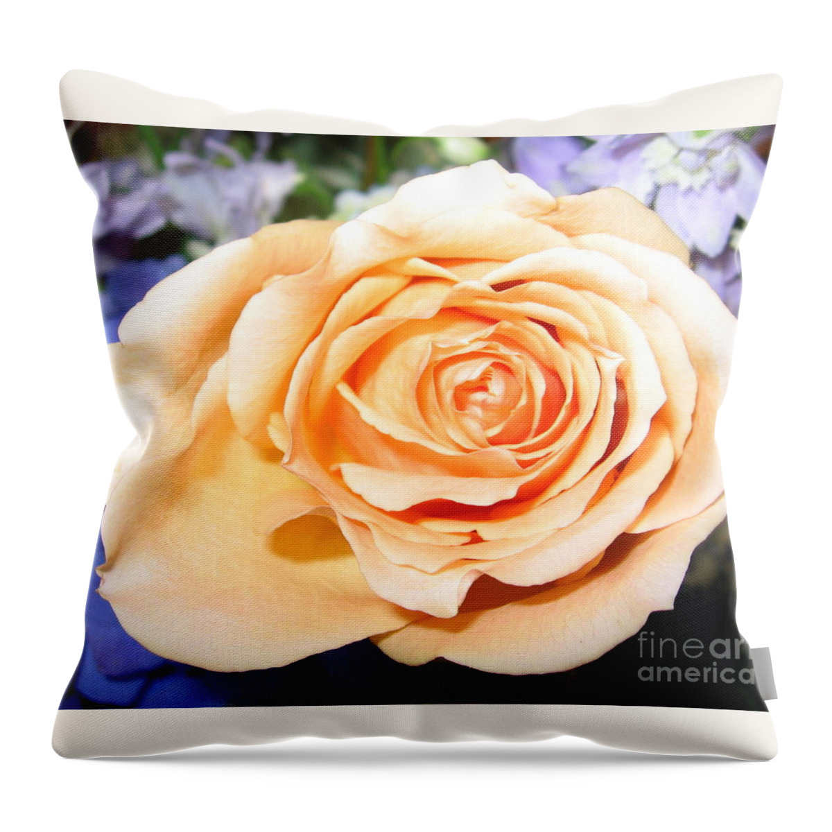 Orange Peach Colored Rose Throw Pillow featuring the photograph Orange Peach Colored Rose by Rose Santuci-Sofranko