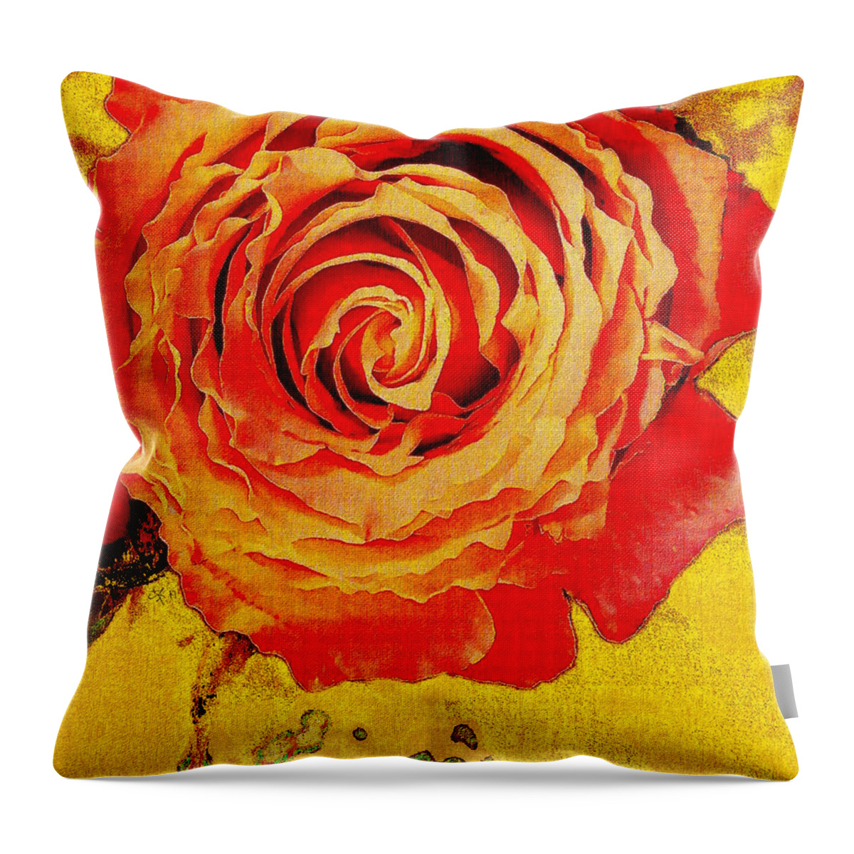 Rose Throw Pillow featuring the digital art The Orange rose by Wonju Hulse