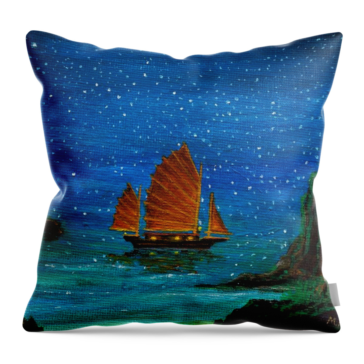 Sailing Throw Pillow featuring the painting Orange Sail by Matt Konar