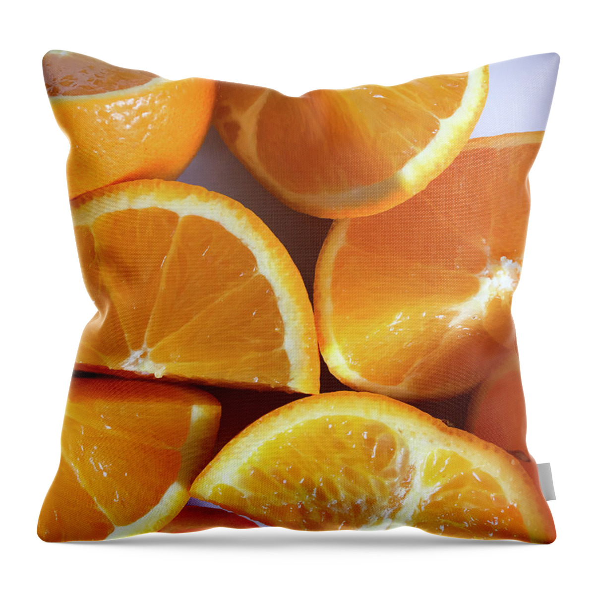 Chopped Throw Pillow featuring the photograph Orange segments by Tom Gowanlock