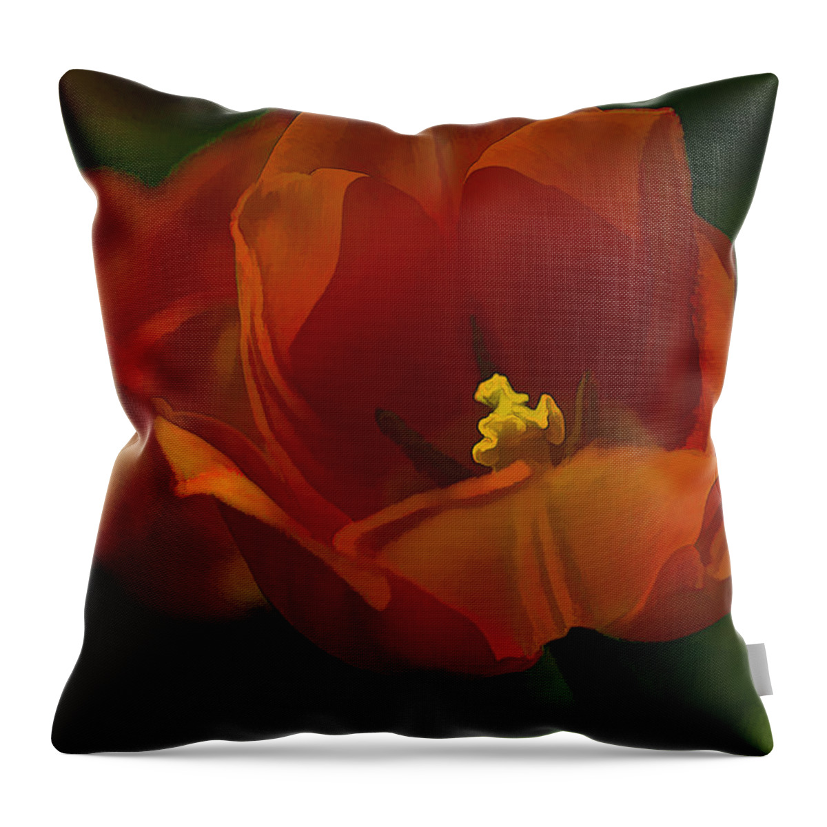 Flower Throw Pillow featuring the photograph Orange Tulip Art by Deborah Benoit
