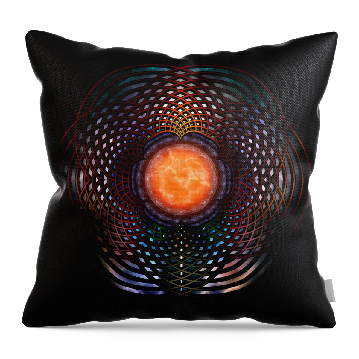Orb Throw Pillow featuring the digital art Orb Moon Rings by Rolando Burbon