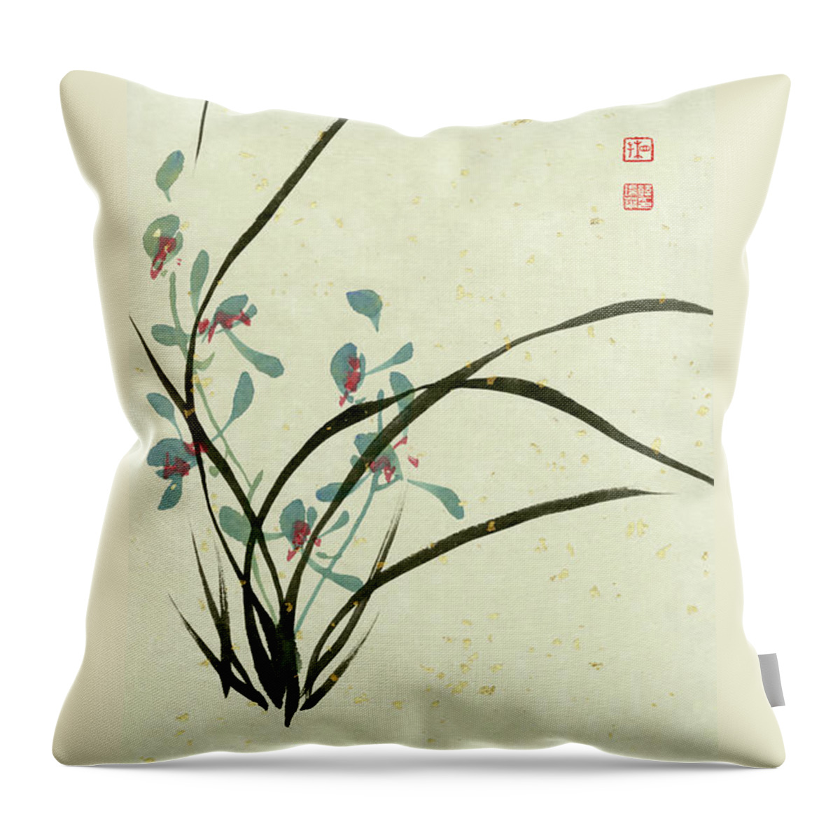 Orchid Throw Pillow featuring the painting Orchid - 33 by River Han