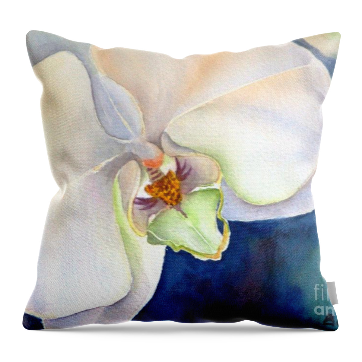 Orchid Throw Pillow featuring the painting Orchid Aglow by Petra Burgmann