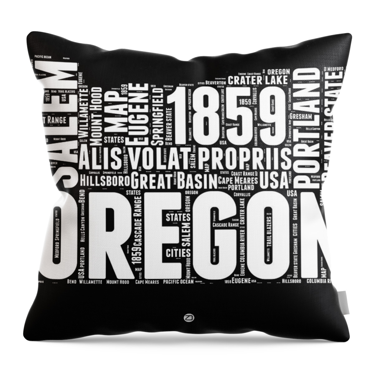 Oregon Throw Pillow featuring the digital art Oregon Black and White Map by Naxart Studio