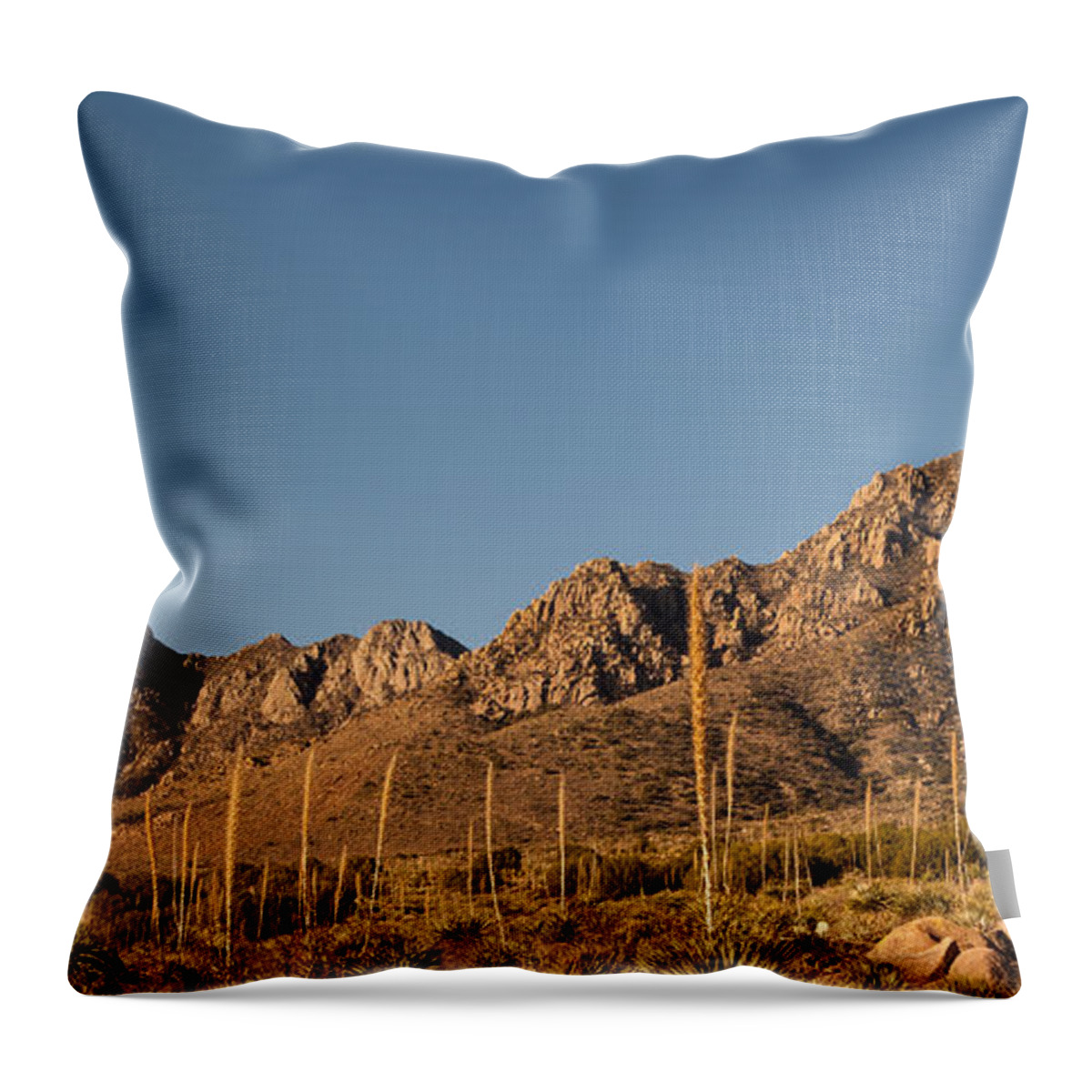 Aguirre Springs Throw Pillow featuring the photograph Organ Mountans at Sunrise-3 by Alan Vance Ley