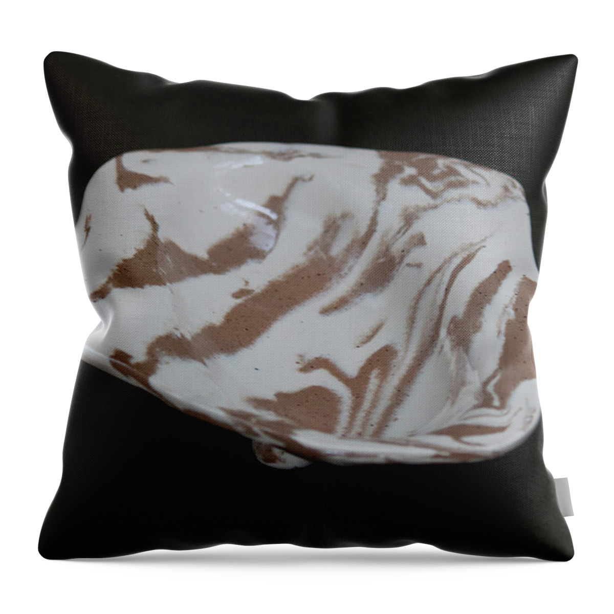 Clay Throw Pillow featuring the ceramic art Organic Oval Marbled Ceramic Dish by Suzanne Gaff
