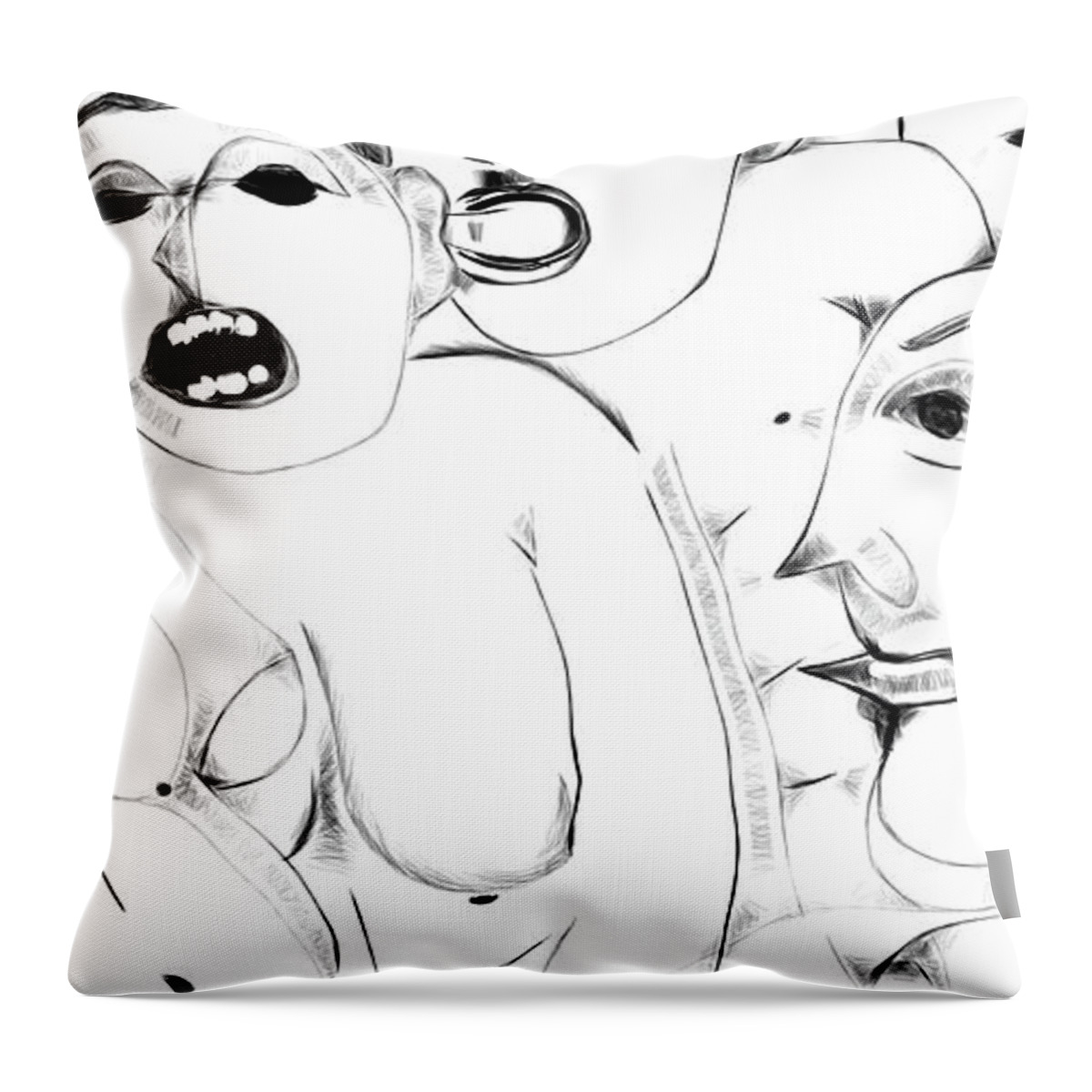 Erotica Throw Pillow featuring the digital art Orgy 1aa by Doug Duffey