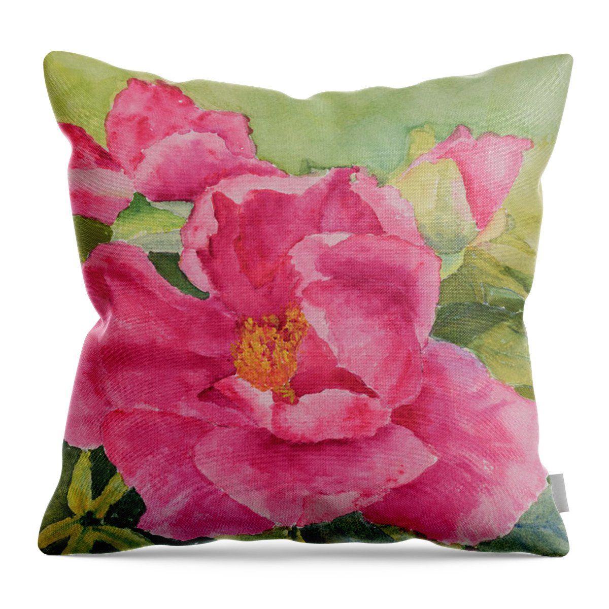 Floral Throw Pillow featuring the painting Oriental Peony by Nadine Button