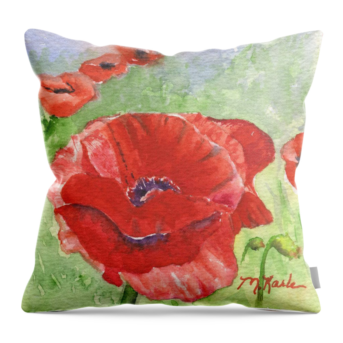 Flower Throw Pillow featuring the painting Oriental Poppy by Marsha Karle