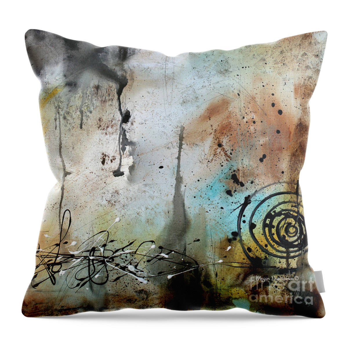Abstract Throw Pillow featuring the painting Original Abstract Acrylic Painting on Canvas Desert Surroundings by Megan Duncanson by Megan Aroon