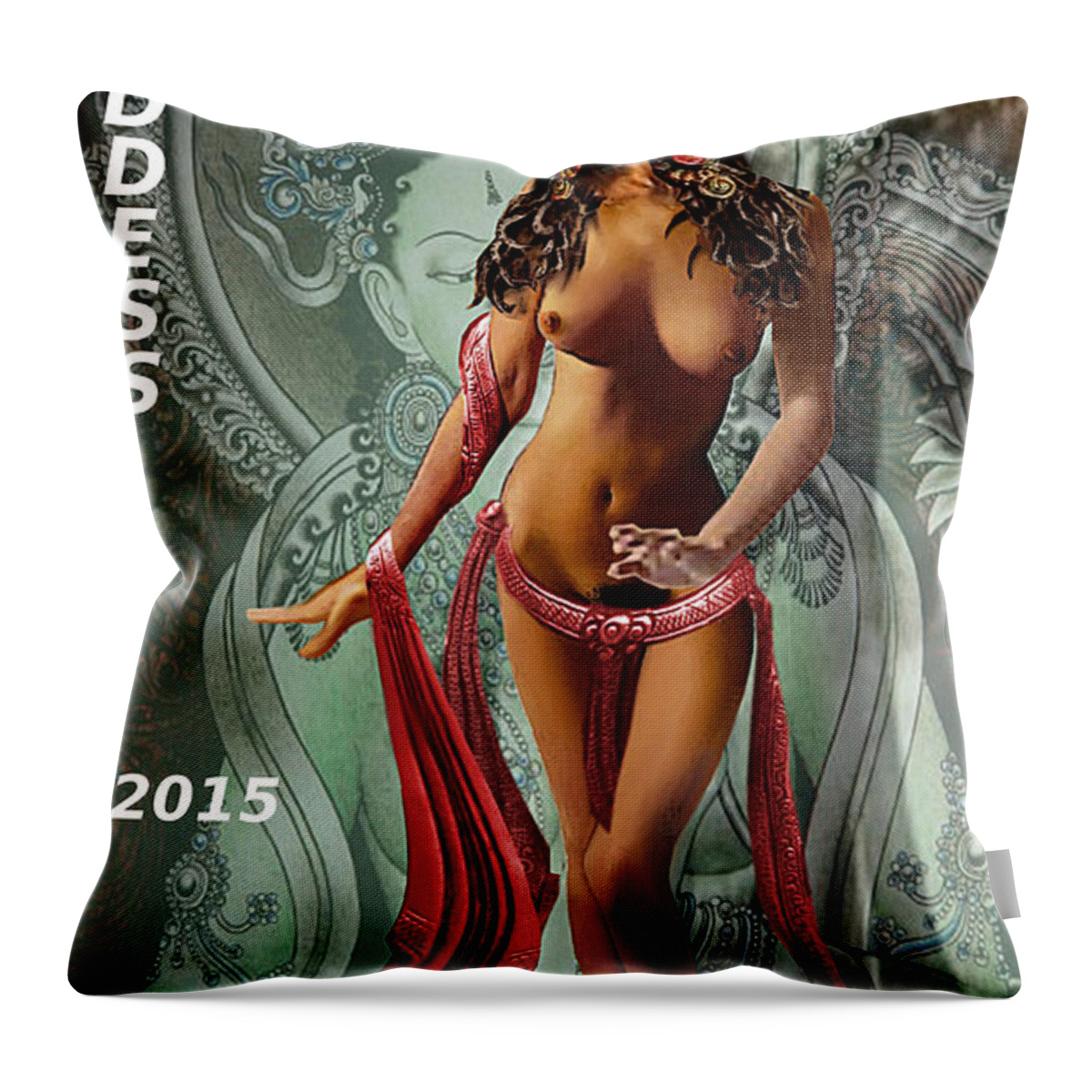 Fine Throw Pillow featuring the painting Original Female Nude Jean Goddess as Tara Dancing Poster by G Linsenmayer