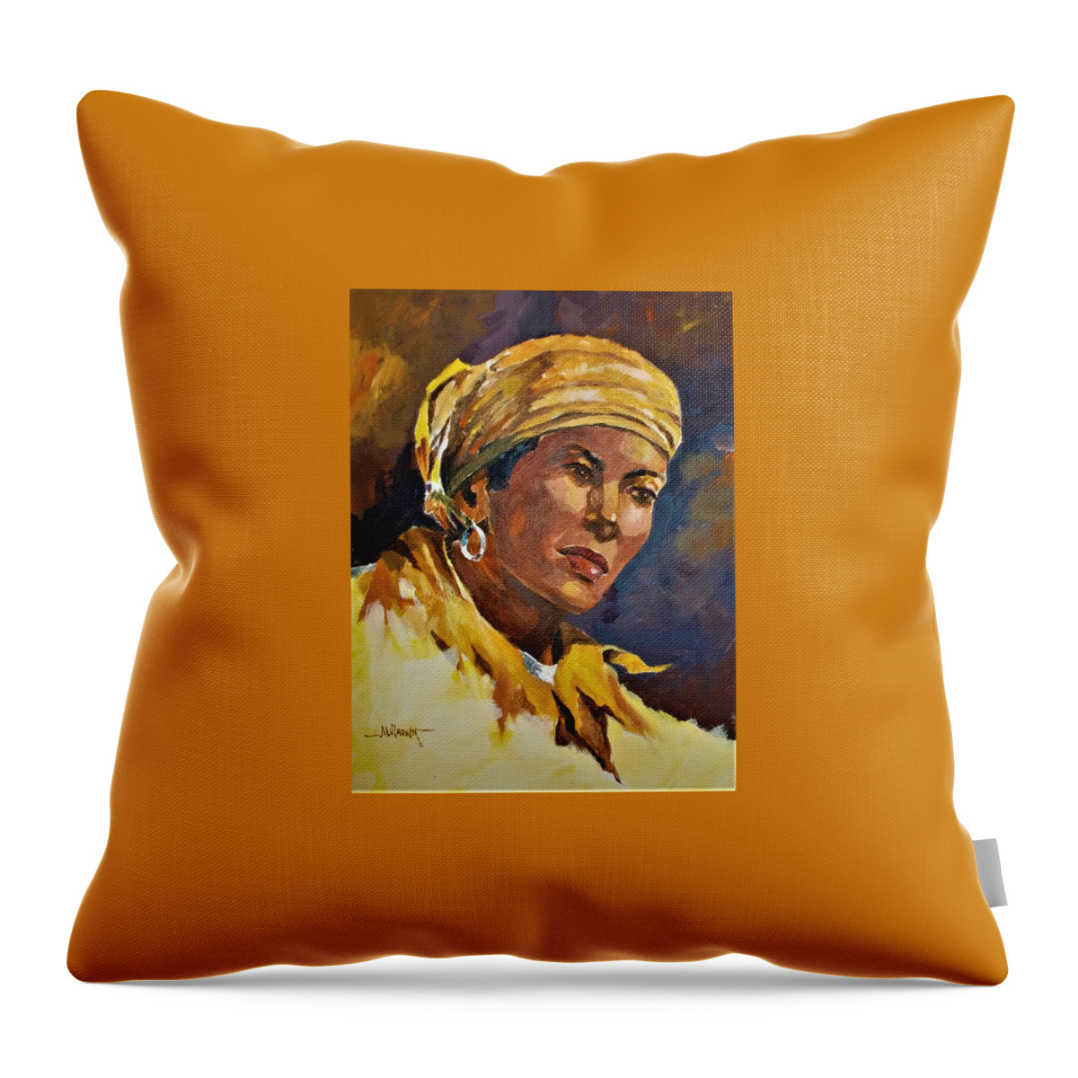 Portrait Throw Pillow featuring the painting Orleans Woman II by Al Brown