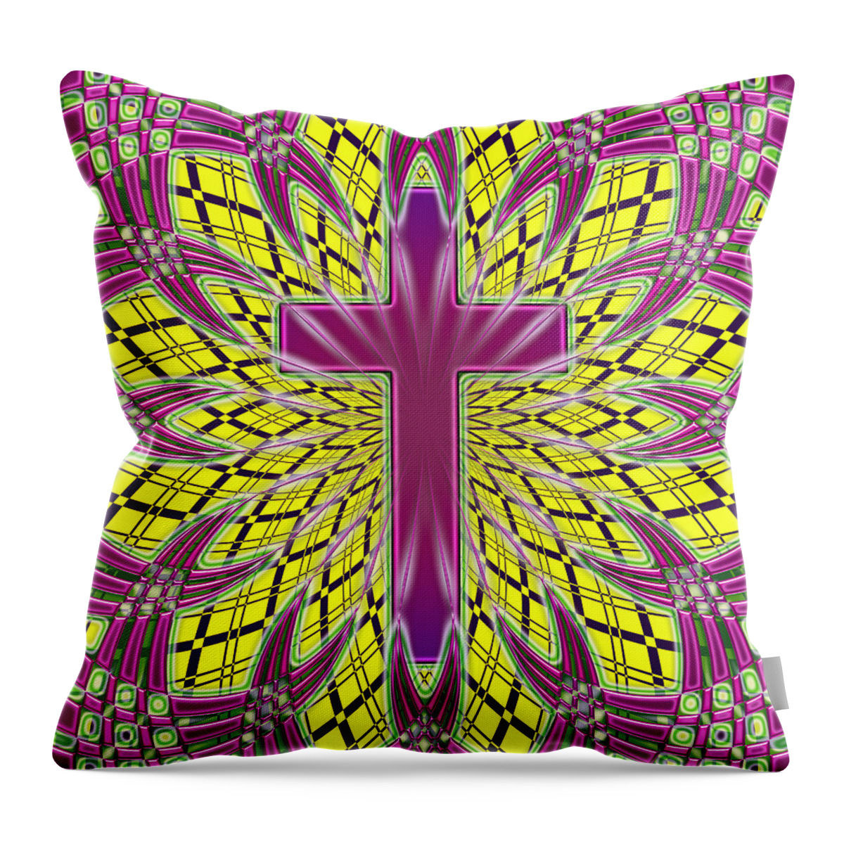  Throw Pillow featuring the digital art Ornamental Cross by David G Paul