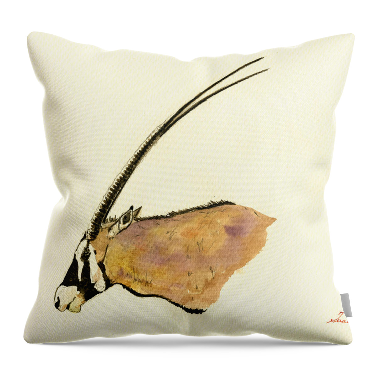 Eland Throw Pillow featuring the painting Oryx by Juan Bosco