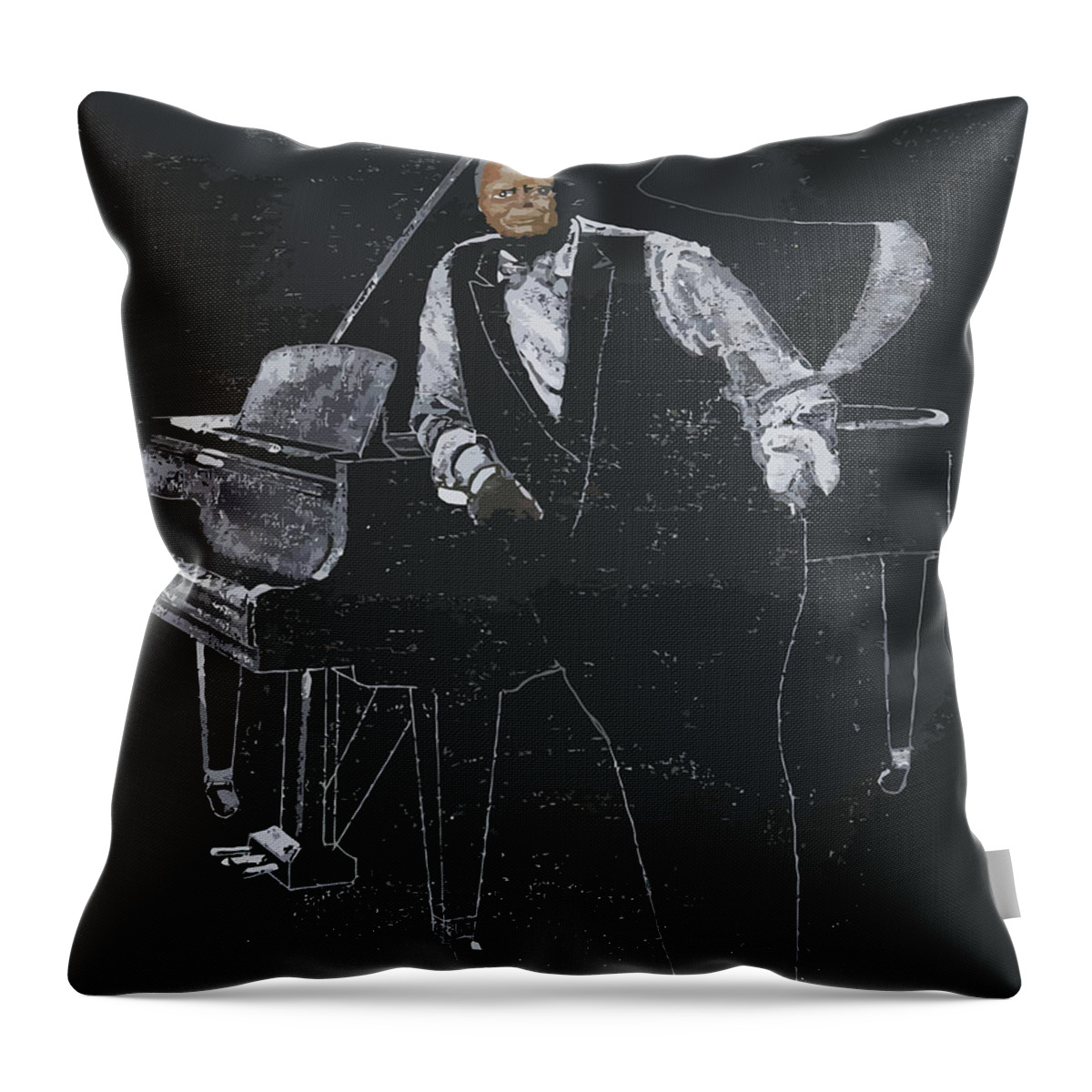 Jazz Throw Pillow featuring the painting Oscar Peterson by Richard Le Page